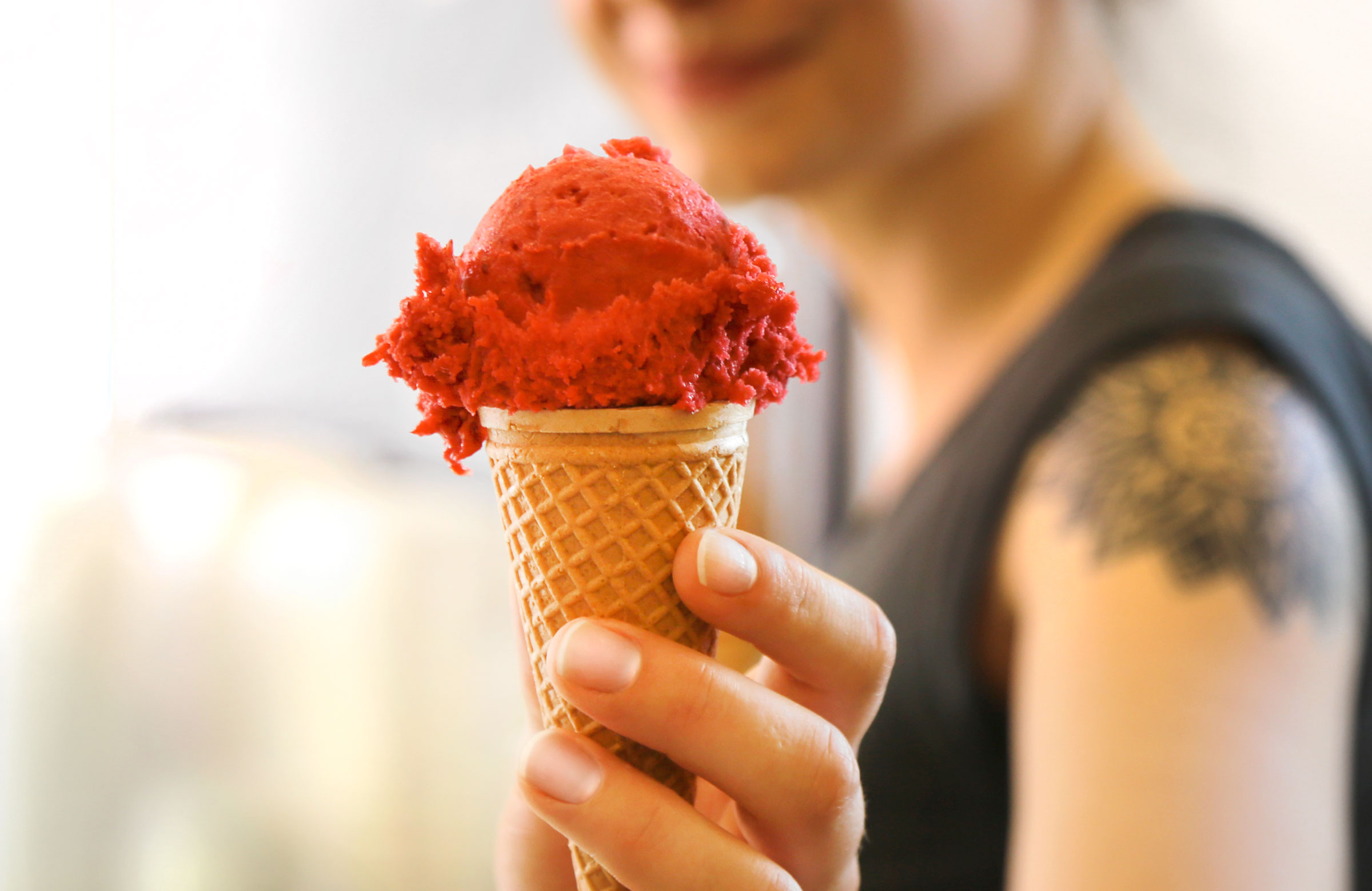 Dolomiddi-Eis in der Waffel